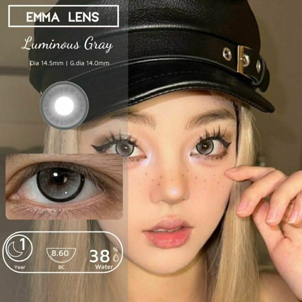 Kính Áp Tròng Luminous Gray | Lens Xám Tây Viền Đen Giãn To | Emma Lens