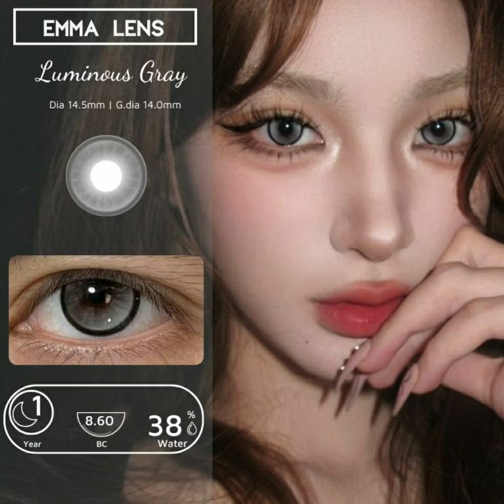 Kính Áp Tròng Luminous Gray | Lens Xám Tây Viền Đen Giãn To | Emma Lens