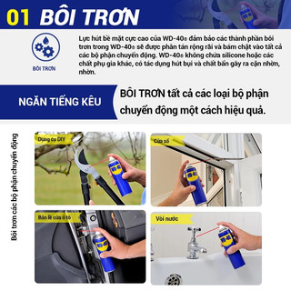 Dầu chống gỉ WD40, xịt đa năng bôi trơn, làm sạch chi tiết kim loại, chống gỉ sét bảo vệ máy móc