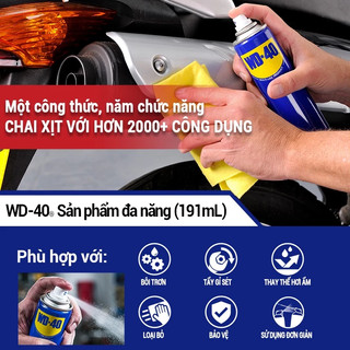 Dầu chống gỉ WD40, xịt đa năng bôi trơn, làm sạch chi tiết kim loại, chống gỉ sét bảo vệ máy móc