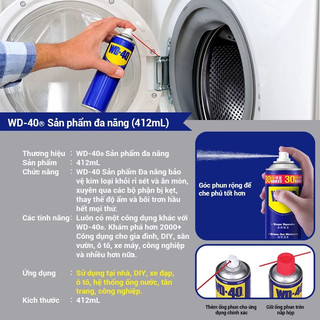 Dầu chống gỉ WD40, xịt đa năng bôi trơn, làm sạch chi tiết kim loại, chống gỉ sét bảo vệ máy móc