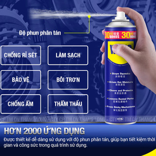Dầu chống gỉ WD40, xịt đa năng bôi trơn, làm sạch chi tiết kim loại, chống gỉ sét bảo vệ máy móc
