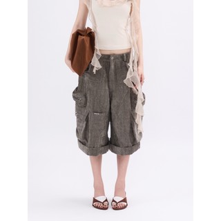 TSUN - Terra Cargo Short Quần Lửng Túi Hộp Ống Rộng Vải Bố Gân Y2K Streetwear Unisex