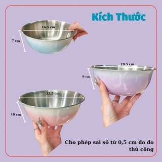 Bộ 3 Bát Inox Phong Cách Hàn Quốc Màu Pastel - Đựng Rau Củ,Đánh Trứng,Nhào Bột,Trộn Salad,Ướp Thịt Dễ VệĐẶC ĐIỂM SẢN PHẨ