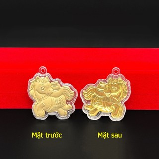 🌸BÁN CHẠY🌸 Móc Khóa Mặt Hình Ngựa Mạ Vàng 24k , Treo Xe Máy, Ô Tô Phong Thủy May Mắn, Năm Mới Phát Tài Phát Lộc