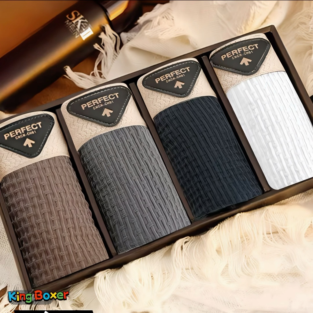 Sét 4 quần sịp đùi nam PERFECT vải ice silk tổ ong thông hơi ship đùi co dãn thấm hút mềm mịn thoáng khí KING BOXER