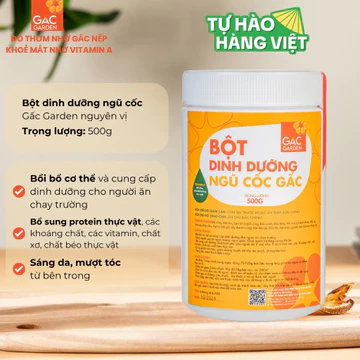 Bột dinh dưỡng ngũ cốc Gấc Garden nguyên vị giúp bổ sung Vitamin A và dinh dưỡng thiết yếu Hộp 500g