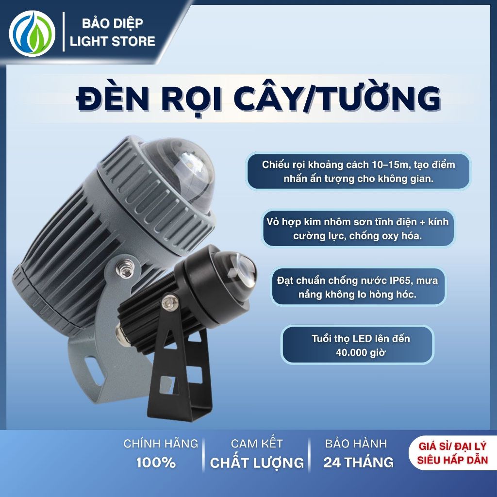 Đèn Rọi Cột, Rọi Cây, Rọi Tường Ngoài Trời – LED Chiếu Điểm 5W/10W ...