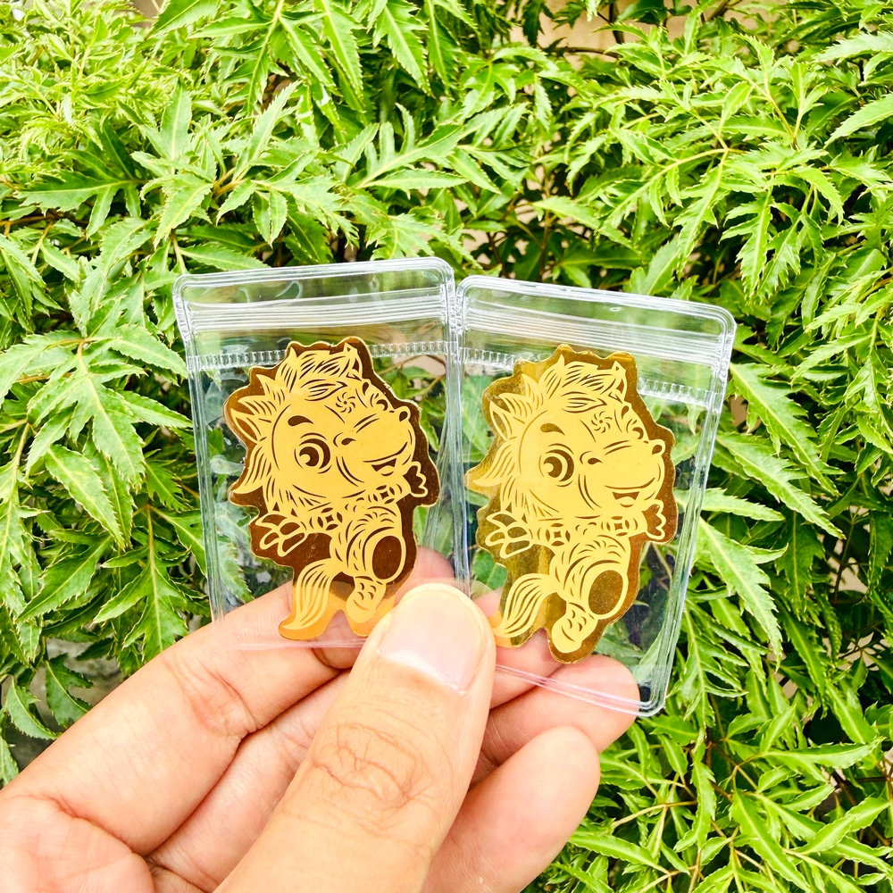 COMBO 10 Miếng Dán Phong Thủy NGỰA VÀNG THẦN TÀI mạ Vàng 24K Chiêu Tài Lộc