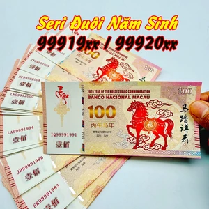 SERI NĂM SINH🌸 Tờ T.iền Con Ngựa Macao 100 Patacas Lưu Niệm Cho Tết 2026 Bính Ngọ