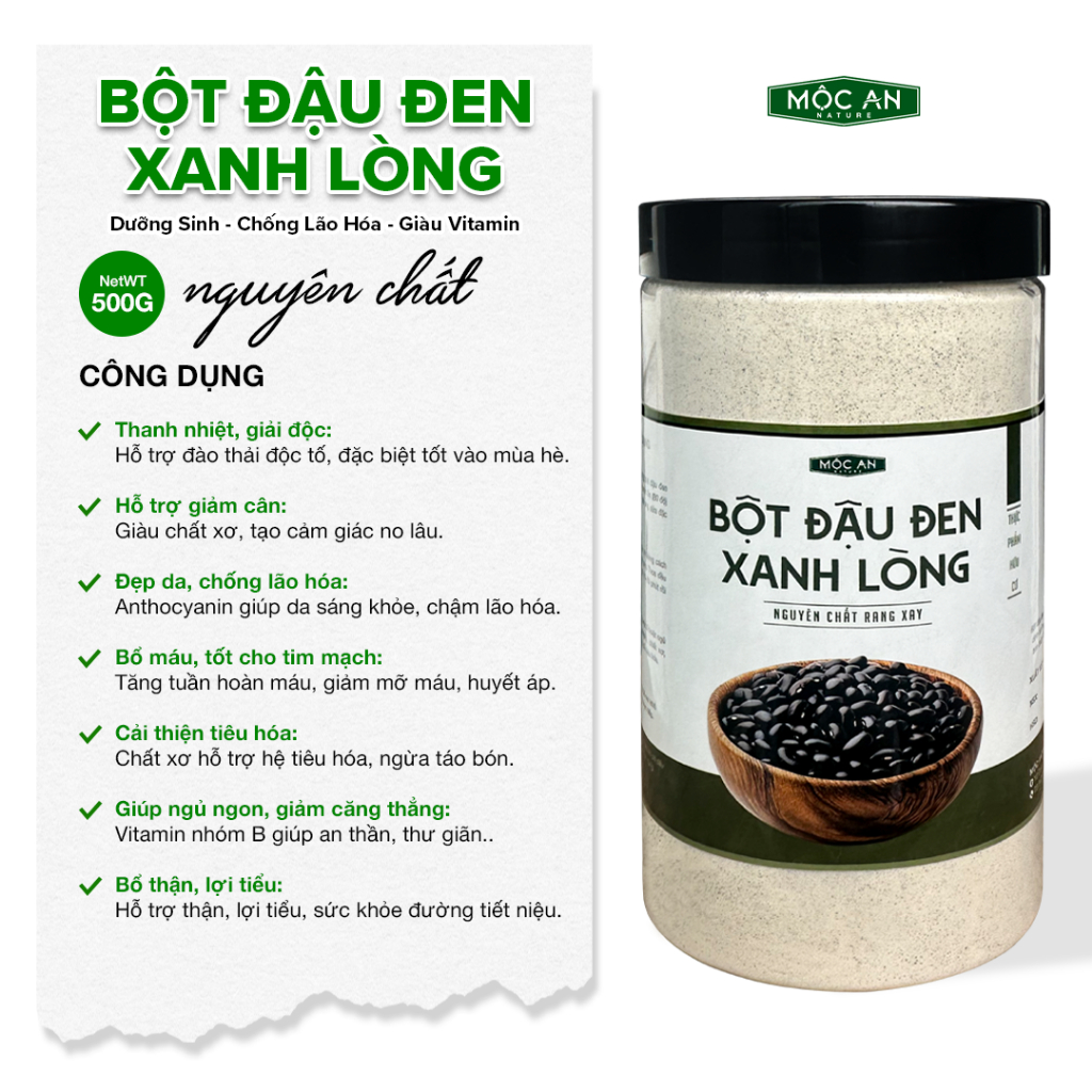 Bột Đậu Đen Xanh Lòng Nguyên Chất Mộc An Hạt Rang Xay Mịn Giàu Dinh Dưỡng