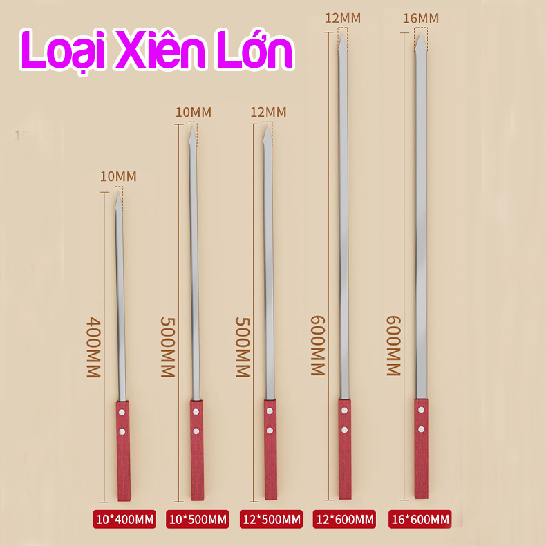 [GIÁ SỈ] Xiên nướng thịt Inox, Xiên Inox chuôi gỗ, Que xiên nướng Inox ...