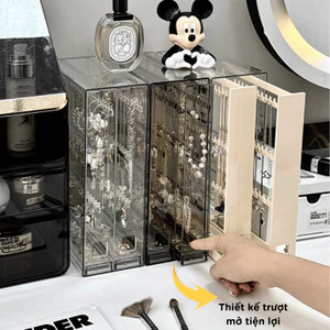 Hộp đựng trang sức, phụ kiện để bàn chất liệu Acrylic trong suốt, đựng khuyên tai, vòng cổ, nhẫn TORO