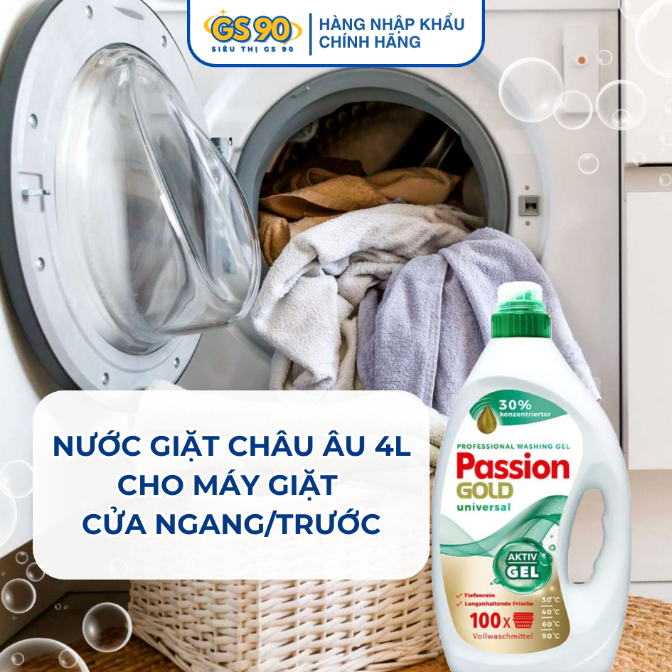 Nước Giặt Passion Gold 4 Lít Hương Hoa Cho Máy Giặt Cửa Ngang/Trước Nhập Khẩu Châu Âu