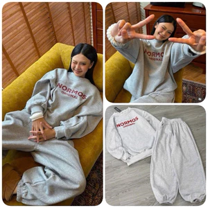 Bộ nỉ nữ dài tay mùa đông, set đồ thể thao unisex NORMOS , áo sweater + quần jogger form rộng, chất nỉ bông ấm