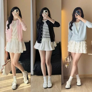 Áo len mongtogi nữ layer giả set liền thân HÀNG ĐẸP L1
