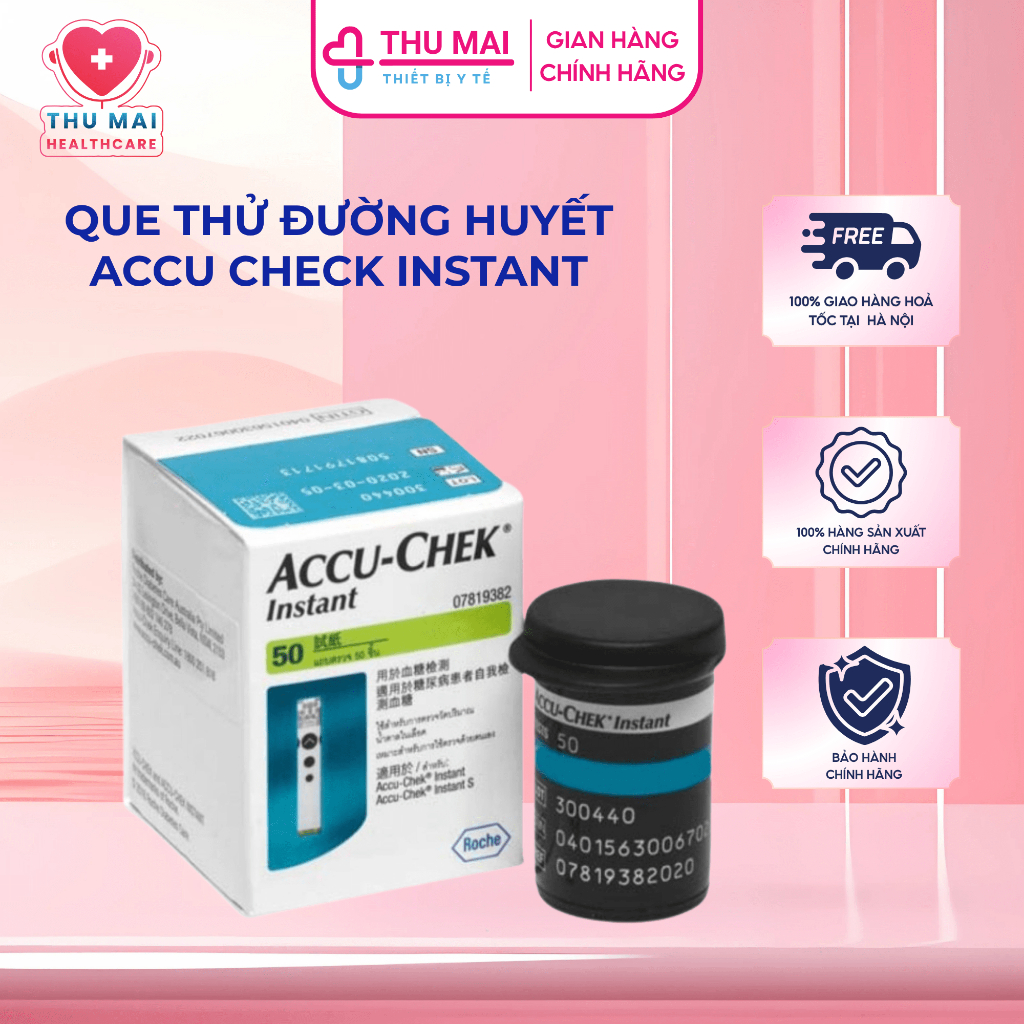 Que thử đường huyết cho máy Accu Check Instant - Hộp 25 Que - Hộp 50 Que