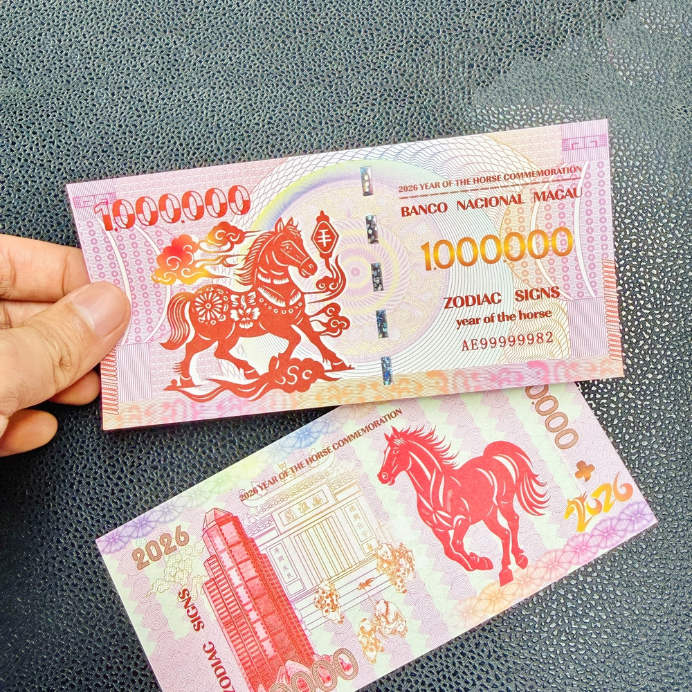 Tiền 1 Triệu Macao hình Ngựa Lì Xì Tết 2026 lưu niệm may mắn tài lộc, tặng bao lì xì