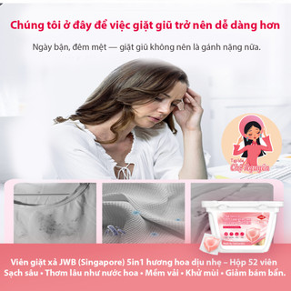 ✨ Viên Giặt Xả JWB 5in1 Hương Hoa Dịu Nhẹ – Hộp 52 Viên + Tặng Hộp Tẩy Lồng Giặt ✨
