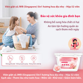 ✨ Viên Giặt Xả JWB 5in1 Hương Hoa Dịu Nhẹ – Hộp 52 Viên + Tặng Hộp Tẩy Lồng Giặt ✨
