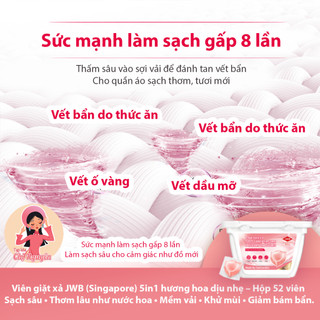 ✨ Viên Giặt Xả JWB 5in1 Hương Hoa Dịu Nhẹ – Hộp 52 Viên + Tặng Hộp Tẩy Lồng Giặt ✨
