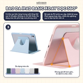 Combo phụ kiện iPad Starter Pack - Gồm 01 Bút Cảm ứng, 01 Ốp Bao Da Xoay dọc, 02 dán màn hình BerPaper by MèoBer
