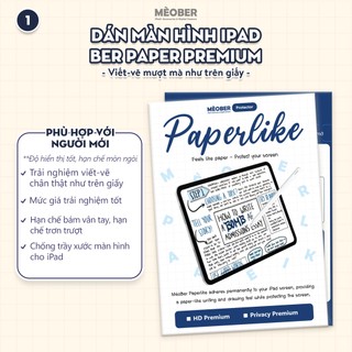 Combo phụ kiện iPad Starter Pack - Gồm 01 Bút Cảm ứng, 01 Ốp Bao Da Xoay dọc, 02 dán màn hình BerPaper by MèoBer