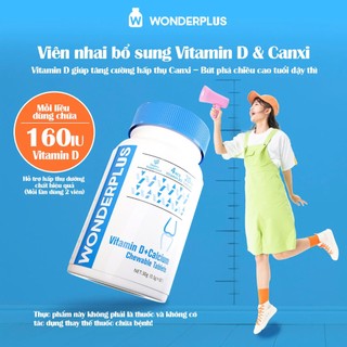 [Combo 4 Hộp] Viên Nhai Bổ Sung Vitamin C + Vitamin D Wonderplus Giúp Làn Da Rạng Rỡ Giúp Xương Chắc Khoẻ Hộp 60 Viên