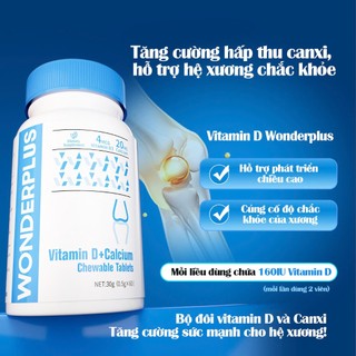 [Combo 4 Hộp] Viên Nhai Bổ Sung Vitamin C + Vitamin D Wonderplus Giúp Làn Da Rạng Rỡ Giúp Xương Chắc Khoẻ Hộp 60 Viên