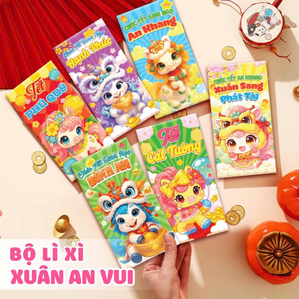 Combo 100 Bao Lì Xì Truyền Thống Lì Xì Tết Việt Đa Dạng Mẫu Mã Hoạt Hình Giá Rẻ Năm 2026 - PUPU HOUSE
