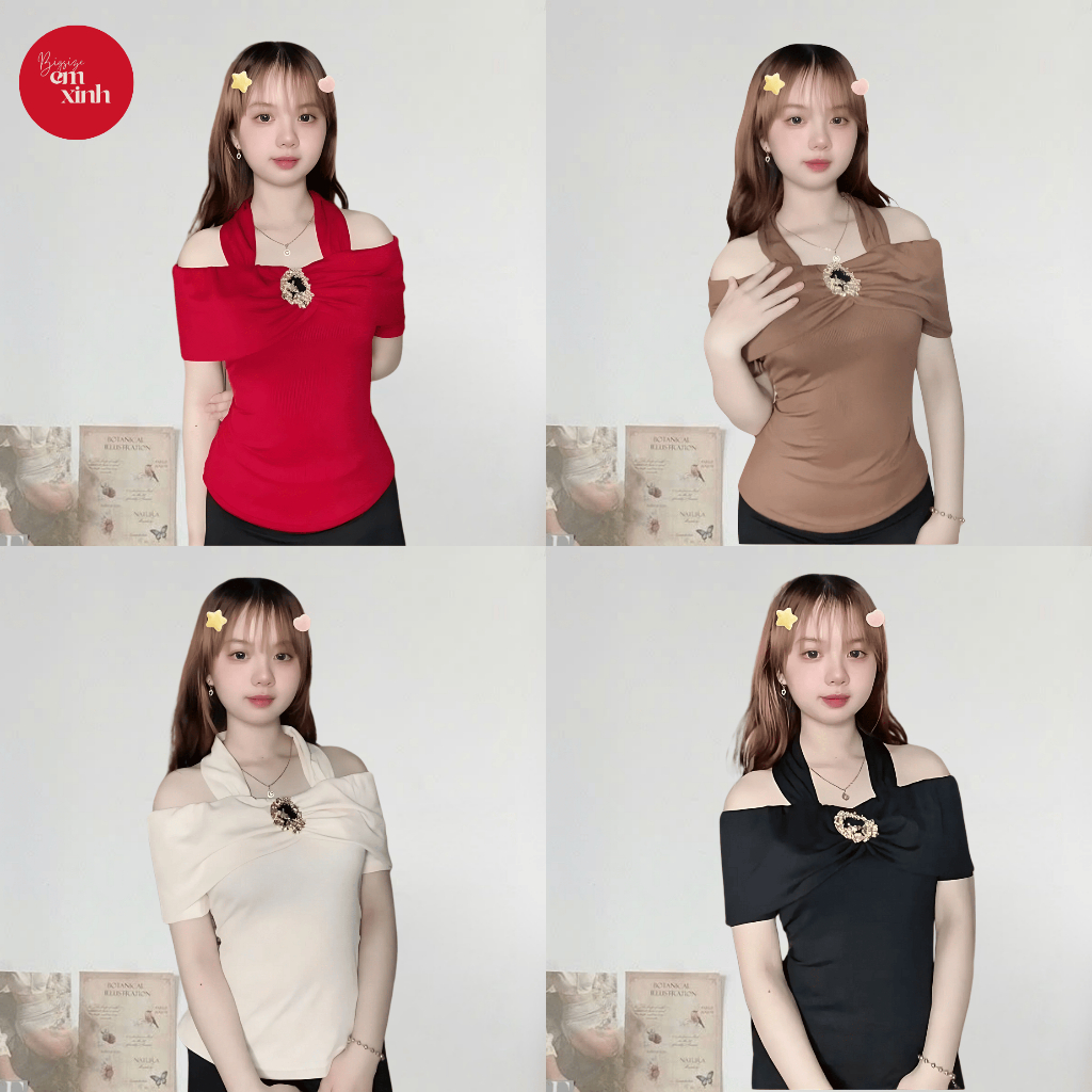 Áo Trễ Vai Nữ Kiểu Choàng Cổ Thun Tăm Lạnh Dày Dặn Tôn Dáng Nhiều Màu - Bigsize BS081