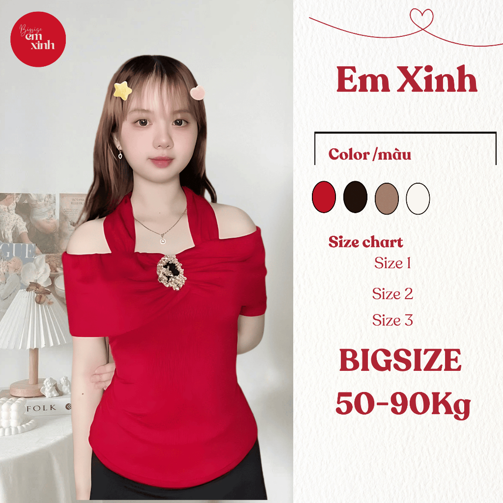Áo Trễ Vai Nữ Kiểu Choàng Cổ Thun Tăm Lạnh Dày Dặn Tôn Dáng Nhiều Màu - Bigsize BS081