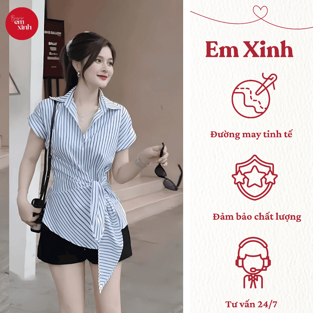 Set Áo Sơ Mi Kẻ Caro Ngắn Tay Kèm Quần Thun Ngắn Cột Nơ Năng Động Size 50-90kg Bs030