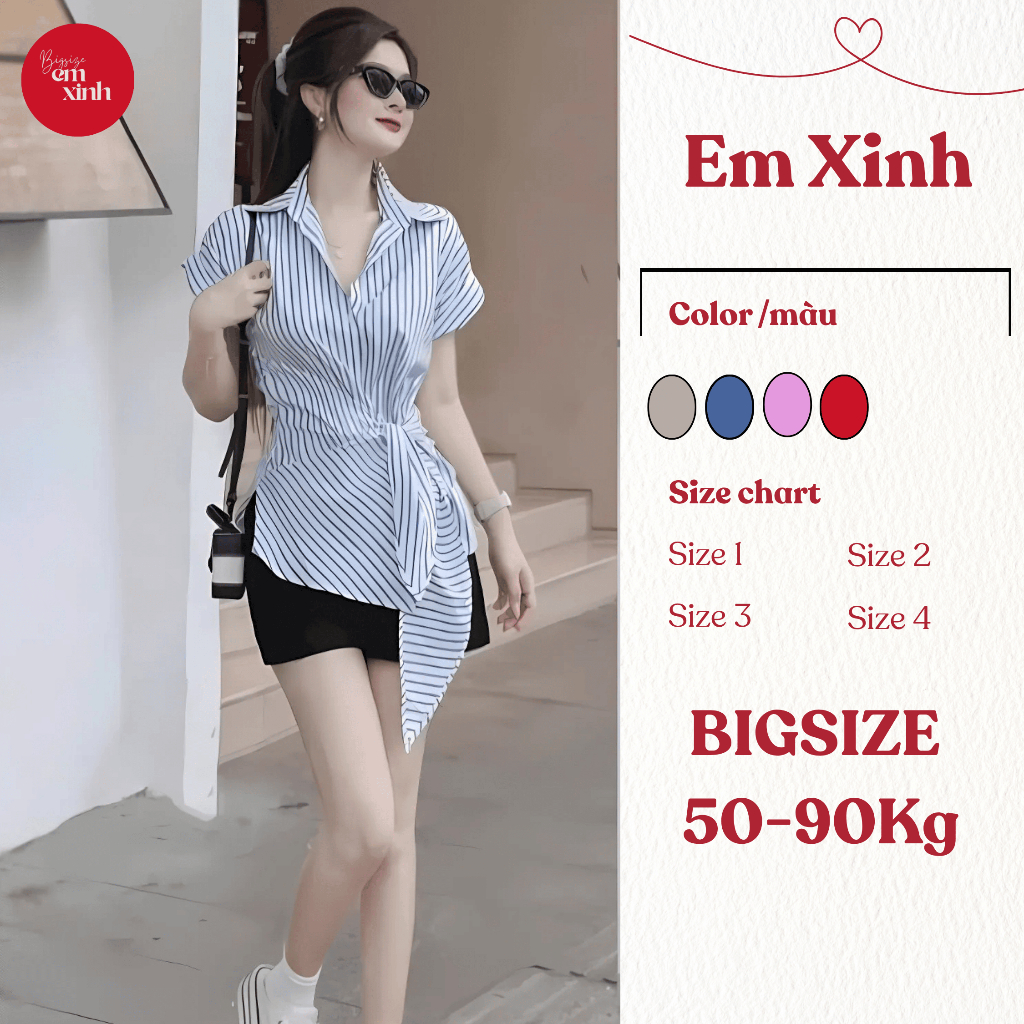 Set Áo Sơ Mi Kẻ Caro Ngắn Tay Kèm Quần Thun Ngắn Cột Nơ Năng Động Size 50-90kg Bs030