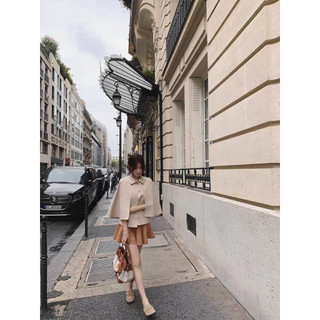 Le rouge | Anna cape Áo khoác kaki mùa thu tay cánh dơi Anna cổ đức