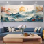 Tranh Phong Cảnh Nghệ Thuật Núi Non Mặt Trăng, Mặt Trời Tráng Gương Cao Cấp - OHA Decor