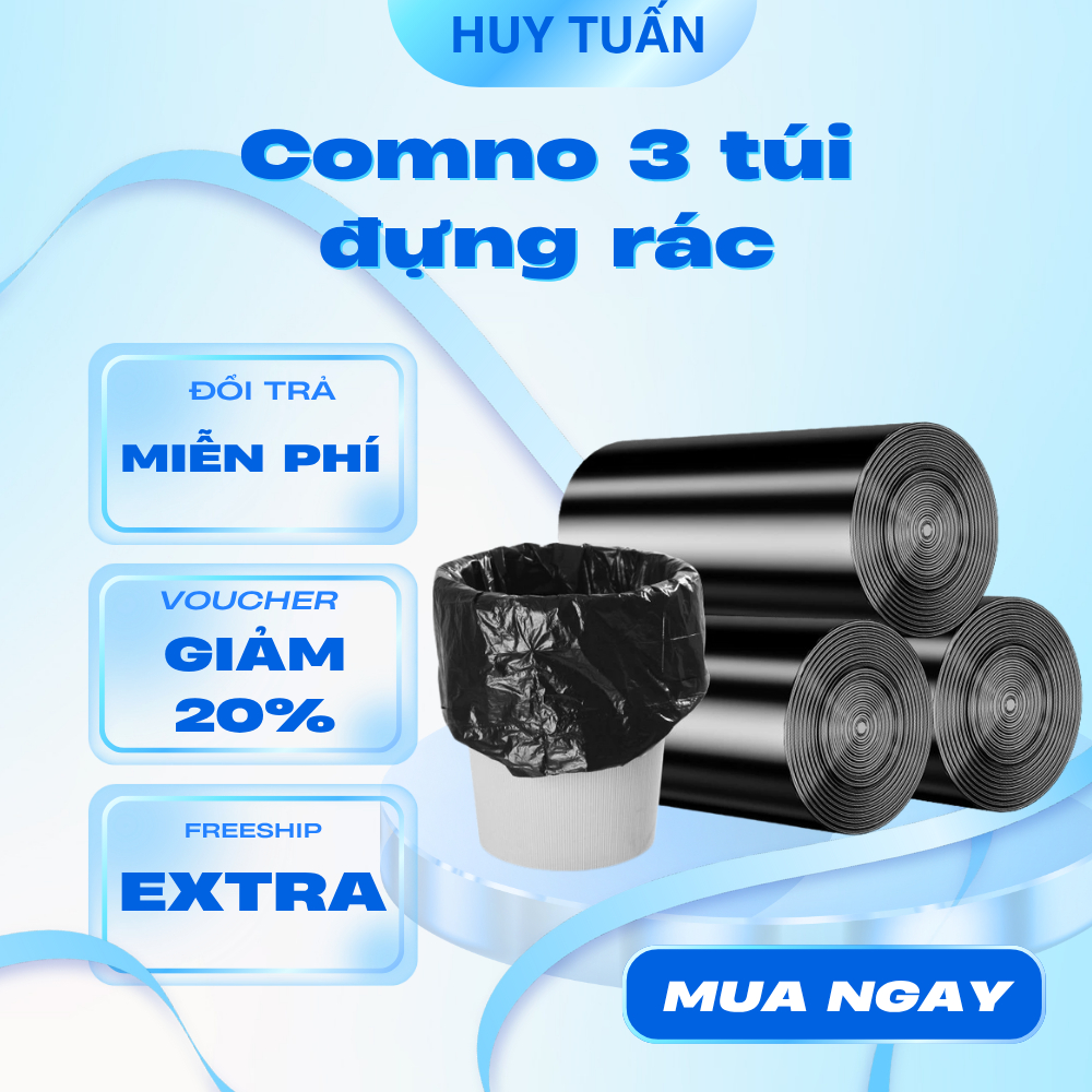 [ Bịch 3 Cuộn ] Túi đựng rác tự phân hủy, túi nilong đựng rác màu đen ...