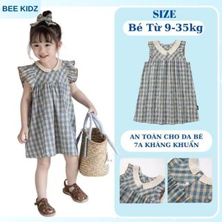 Váy Cho Bé Gái, Váy Cho Bé Gái Thiết Kế Cánh Tiên Cổ Bèo Xinh Xắn Chất Liệu Cotton Mềm Mịn