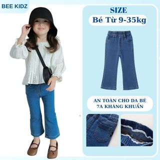 Quần Jean Cho Bé Gái, Quần Jean Ống Loe Cho Bé Gái Chất Liệu Mềm Mại Co Giãn 4 Chiều