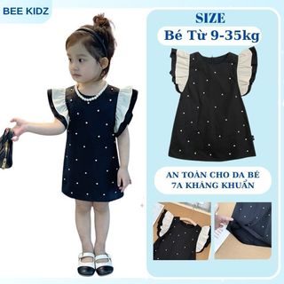 Váy Cho Bé Gái, Váy Sát Nách Cho Bé Gái Thiết Kế Cánh Tiên Đính Đá Tiểu Thư Chất Liệu 100% Cotton