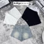 Quần short jean nữ lưng cao form ống rộng hack dáng, chất vải jean không giãn Anngo - AT549