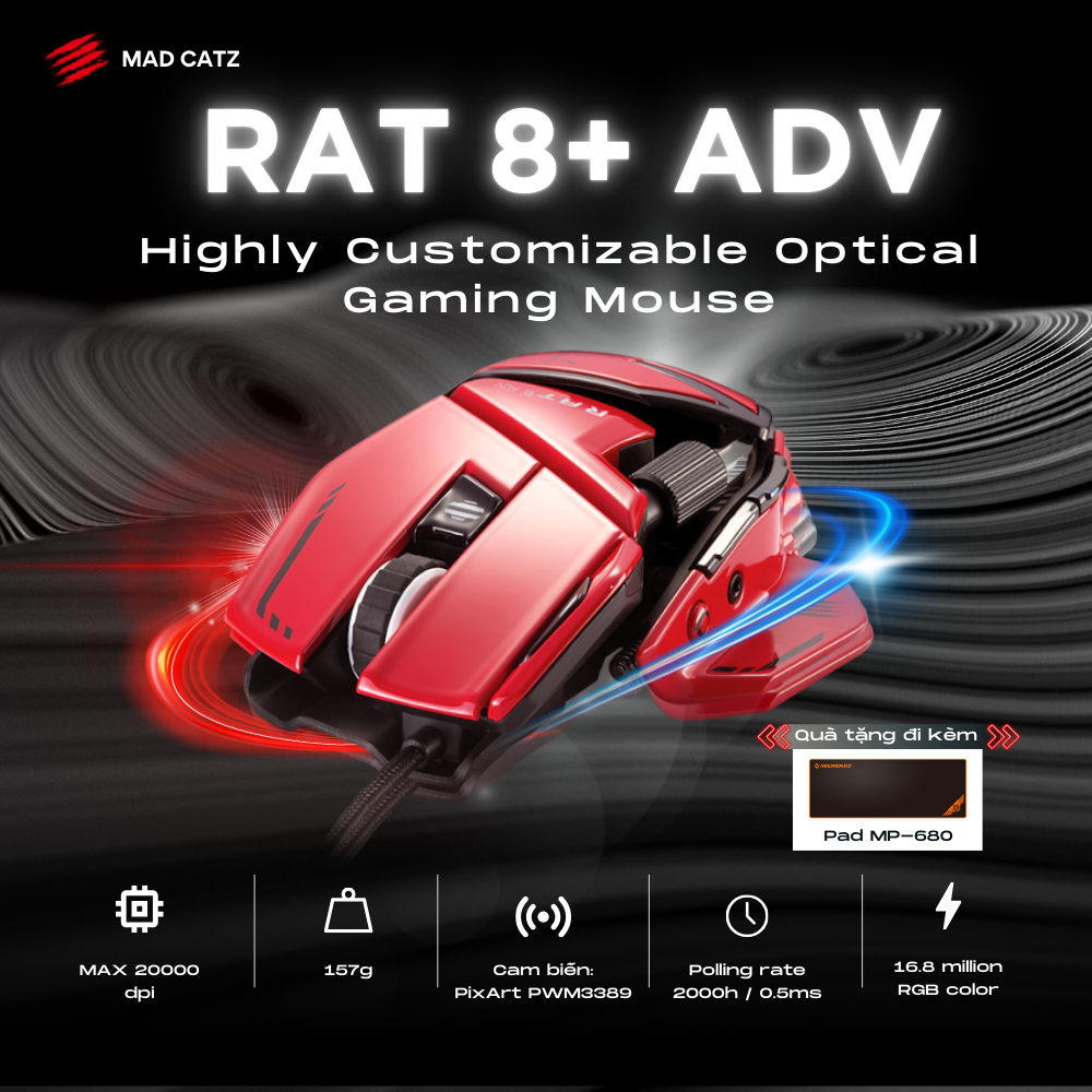 CHÍNH HÃNG] Chuột Máy Tính Gaming MADCATZ R.A.T 8+ ADV – DPI