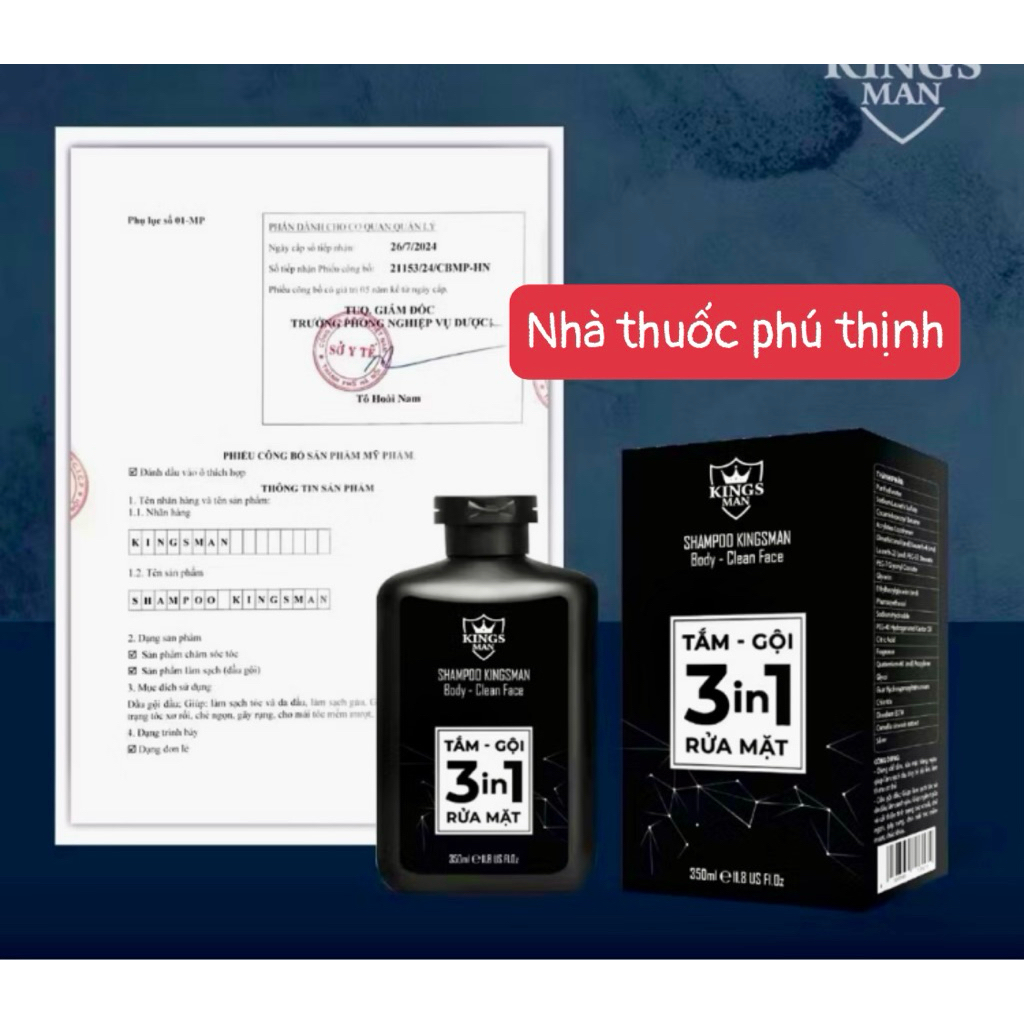 ✅[Chính Hãng]shampoo kingsman sữa tắm gội rửa mặt 3 trong 1, hương nước hoa (chuẩn xịn, date mới)