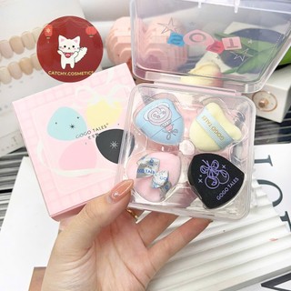 [GOGO TALES] Set 4 Bông Mút Mini GOGO TALES Vỏ Hồng Cute, Fingertip Cloud Puff (GT809)