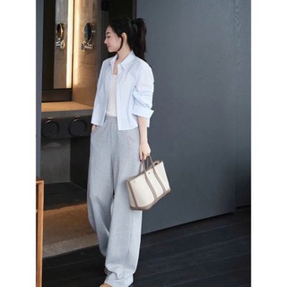 Quần nỉ ống rộng unisex cạp chun lưng cao, quần thu đông nam nữ đều mặc được