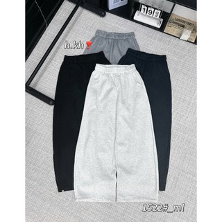 Quần nỉ ống rộng unisex cạp chun lưng cao, quần thu đông nam nữ đều mặc được