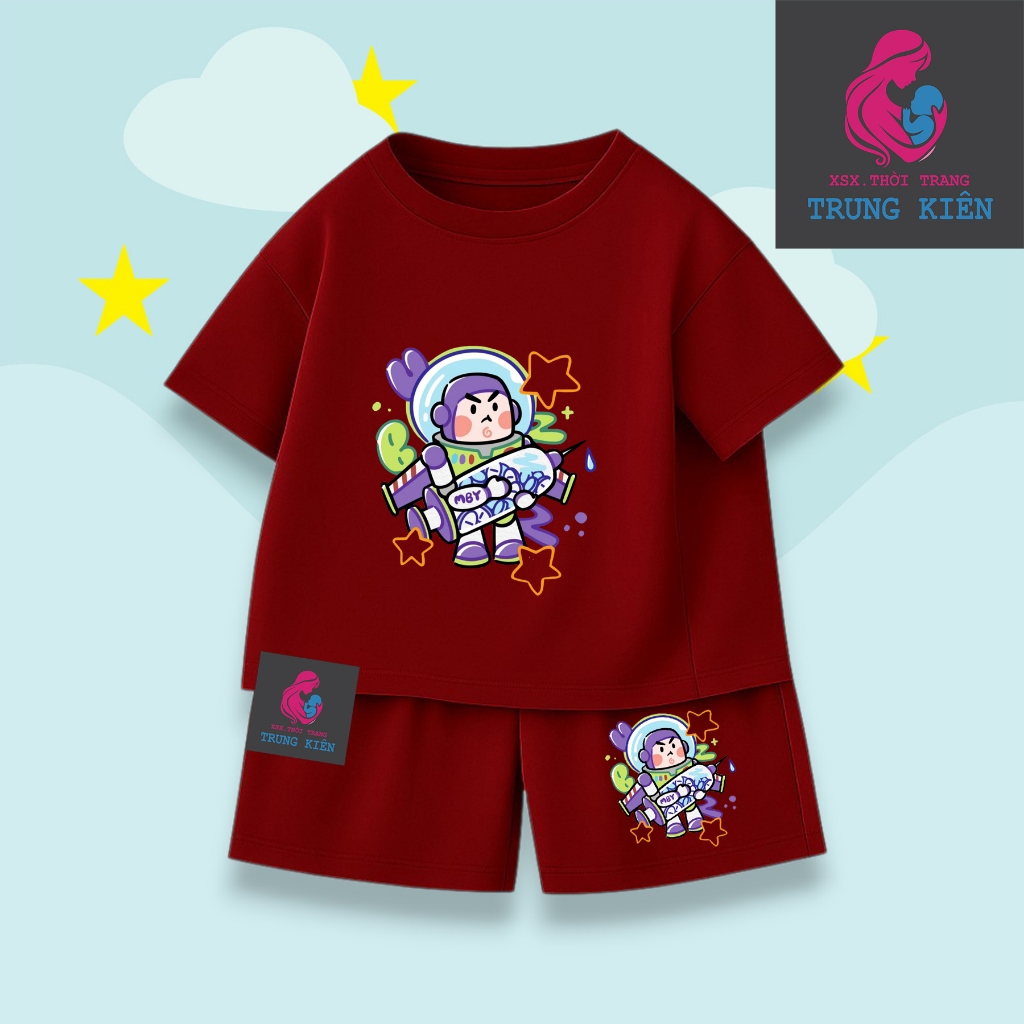 Bộ Quần Áo Cộc Tay Cho Bé Hình Phi Hành Gia Tím MBY, Vải Cotton Thun Êm Ái Thoáng Khí (M 295)