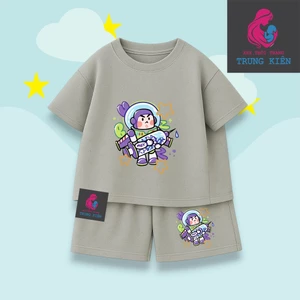 Bộ Quần Áo Cộc Tay Cho Bé Hình Phi Hành Gia Tím MBY, Vải Cotton Thun Êm Ái Thoáng Khí (M 295)