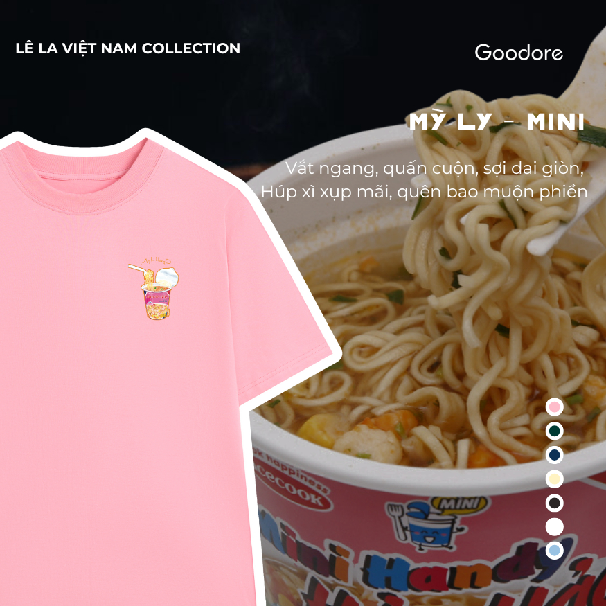 Áo thun Oversize cotton unisex nam nữ Goodore Mỳ tôm mini thoáng mát năng động thiết kế độc đáo