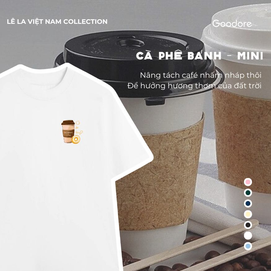 Áo thun Oversize cotton unisex nam nữ Goodore Cà phê Bánh mini thoáng mát năng động thiết kế độc đáo